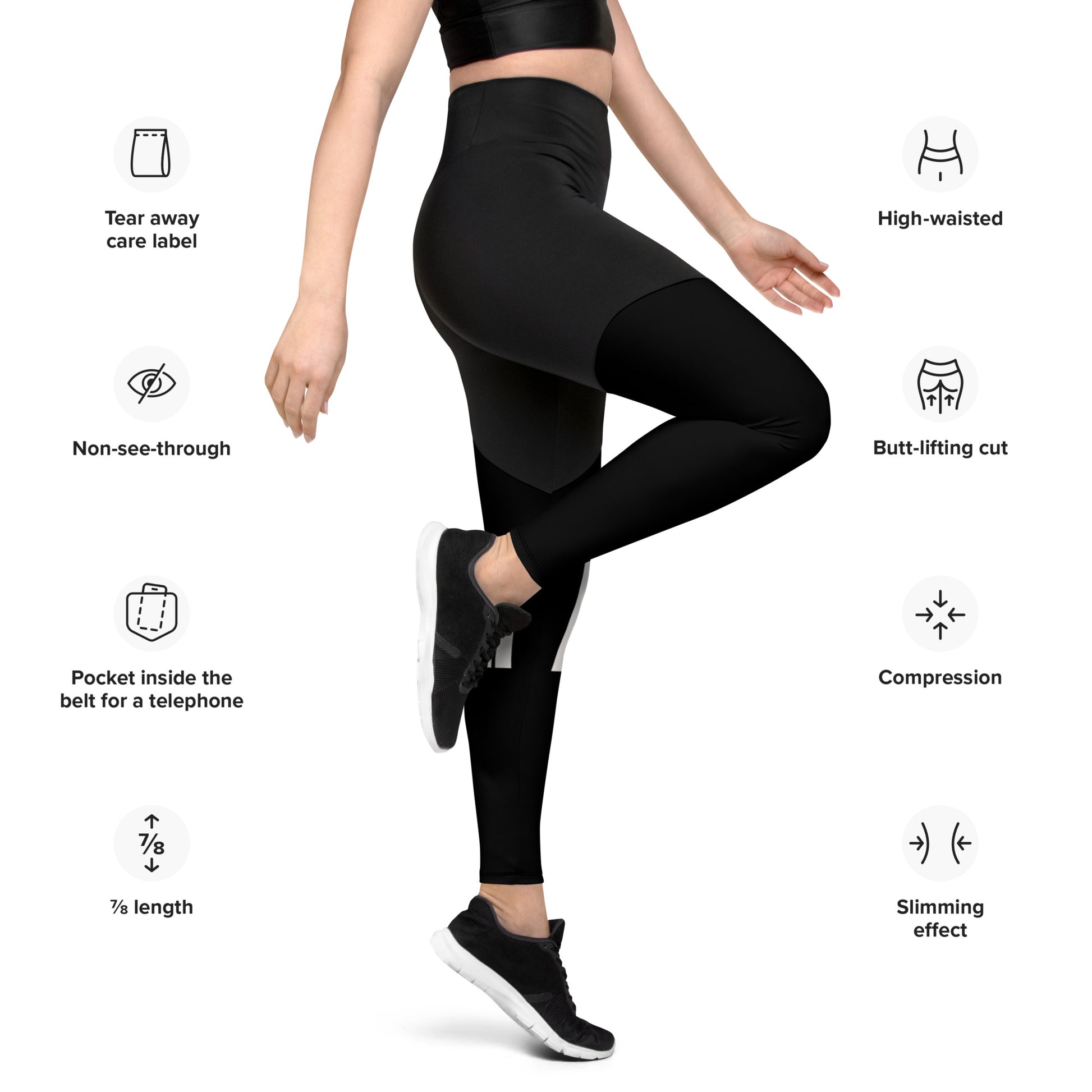 Leggings with Pockets for Women 7/8 Length No See-Through Basic